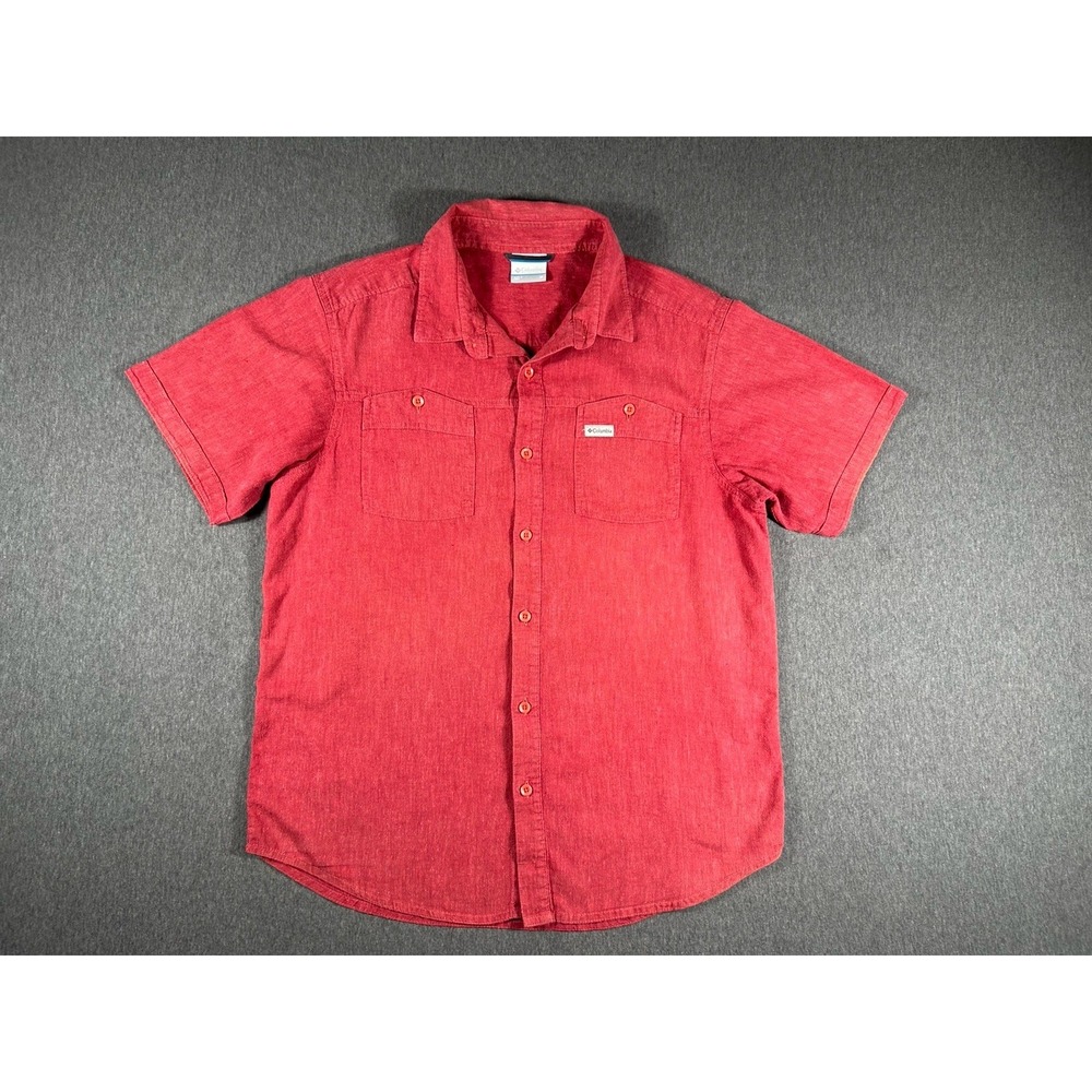 Columbia Men's Silver Ridge Short Sleeve Linen Blend Button Down Shirt M